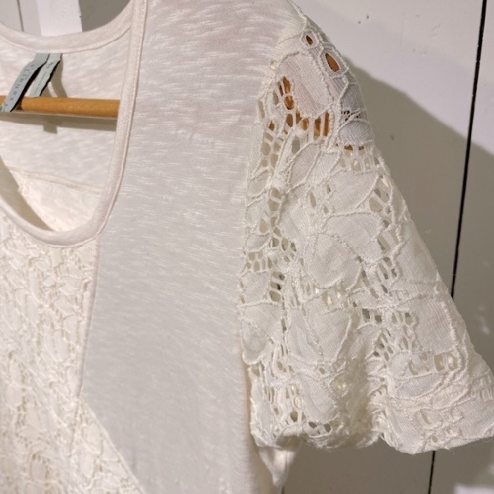 Sahalie Dress White Cotton Lace Women’s Size Petite Medium Shift Dress Casual - Picture 5 of 10
